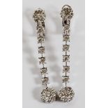 1.70CT DIAMOND & 14KT GOLD DANGLE EARRINGS, PAIR, L 1 3/4": A pair of 14kt white gold lady's