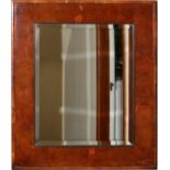 BURL WALNUT & BEVELED GLASS MIRROR, 33" X 29": Rectangular.