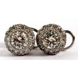2.50CT DIAMOND CLUSTER EARRINGS, PAIR, DIA 3/8": A pair of 14kt white gold lady's stud back