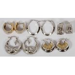 14KT WHITE GOLD EARRINGS, 5 PAIRS: All markets 14KT and all for pierced ears.