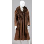 OSCAR DE LA RENTA LADY'S BEAVER FUR COAT, L 49": Labeled: Oscar de la Renta. Measuring L.49" x