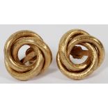 14KT YELLOW GOLD KNOT EARRINGS, PAIR, DIA 5/8": Totaling approximately 5 grams.