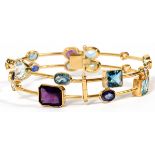 26.00CT MULTI GEMSTONE & 14KT GOLD LINK BRACELET: A 14kt yellow gold lady's link bracelet, featuring