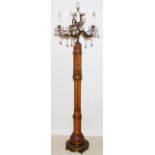 5-LIGHT CARVED WOOD TORCHIERE, H 64" DIA 18": Support made from a harp, fitted with five arms,