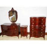 MAHOGANY BEDROOM SET, FIVE PIECES: Including 1 full-size headboard, H.49 1/2" x 56", with footboard,