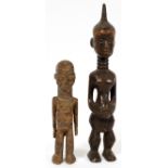 AFRICAN LULUA & LOBI FIGURES, TWO, L 6 1/2"-10 1/2", ZAIRE & BURKINA FASO: Including a Lulua