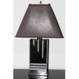 CONTEMPORARY ETCHED MARBLE LAMP, H 32" OVERALL: The base measures H.16 3/4" x 8 3/4". With a
