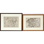 ANTIQUE FRENCH MAPS, AFTER NICOLAS DE FER & M. BONNE, TWO, H 8"-9" W 12"-13": Including one map of