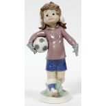 LLADRO PORCELAIN FIGURE, 'LILLY, FOOTBALL PLAYER', H 9", #5134: Sports Billy Series, number 5134.