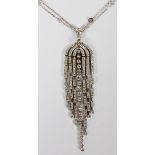 3.50CT DIAMOND CHANDELIER NECKLACE, L 16 1/2":  An 18kt white gold lady's necklace, with a 3.50