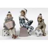 LLADRO PORCELAIN FIGURES OF CIRCUS PERFORMERS,  THREE, H 7"-8": Including "Girl with Ball",  #