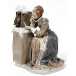 LLADRO NORMAN ROCKWELL PORCELAIN FIGURE, 'SUMMER  STOCK', H 10", #1407: A seated young