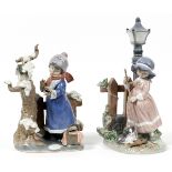 LLADRO PORCELAIN FIGURES, TWO, H 13" & 10",  #5286 & #5287: Including "Fall Clean Up",  number 5286,