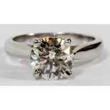 1.64CT DIAMOND SOLITAIRE RING, SIZE 4.25: A  platinum lady's ring, featuring a 1.64 carat  round