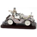 LLADRO PORCELAIN FIGURE GROUP, 'HONEYMOON RIDE',  H 7", W 15", #5968: With separate wood base.