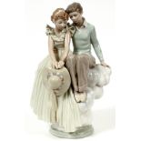LLADRO NORMAN ROCKWELL PORCELAIN FIGURE GROUP,  'YOUNG LOVE', H 12", #1409: A young couple