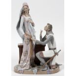 LLADRO PORCELAIN FIGURE GROUP, 'CAMELOT', H 15",  W 9", #1458, WITH CERTIFICATE: Limited edition