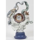 LLADRO PORCELAIN FIGURAL CLOCK, 'ALLEGORY OF  TIME', H 19", W 13", #1781: Number 1781, fitted