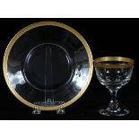 GILT-BAND CRYSTAL CHAMPAGNES [6] & PLATES [6],  DIA 8 1/2":  Including a set of 6 Fostoria