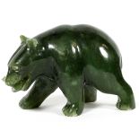 ALASKAN JADE FIGURE OF A BEAR WITH FISH, H 2":   Hand carved. From a pominent Dearborn Heights,  Mi.