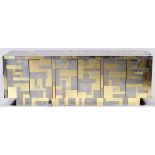 PAUL EVANS [1931-1987], CITYSCAPE SIDEBOARD, H  31'', W 90'', D 22'':  Silver and gold toned  plates