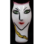 KOSTA BODA GLASS VASE H 14" FACE AND SERPENT:   Signed. #48745. Signed. Hand painted with face.