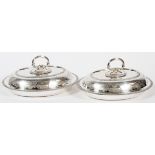 MAPPIN BROS., ENGLISH SILVERPLATE COVERED  VEGETABLE SERVERS, PAIR, L 11 1/2":  Oval shape,  with