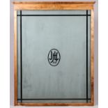 'J.L.H.' GLASS WINDOW FROM THE HUDSON'S  BUILDING, DETROIT, MICHIGAN, H 77", W 63":   Frosted pane