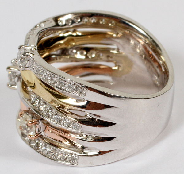 1.17CT DIAMONDS & 18KT GOLD TWIST BANDS RING,  SIZE 7 1/4 - 7 1/2:  A 1.17ct diamonds and 18kt - Image 2 of 2