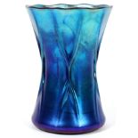 L. C. TIFFANY BLUE FAVRILE GLASS VASE, C. 1919,  H 5 1/2":  Signed "6671 N 1110- L. C. Tiffany-