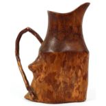 RHODODENDRON WOOD HAND CARVED MINIATURE PITCHER,  H 3 1/8", W 2 1/2":  Signed "Mt. Pisgall" or  "Mt.