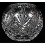 CUT CRYSTAL ROSE BOWL, H 5":  Hand cut crystal.  Fan and diamond pattern. From a pominent