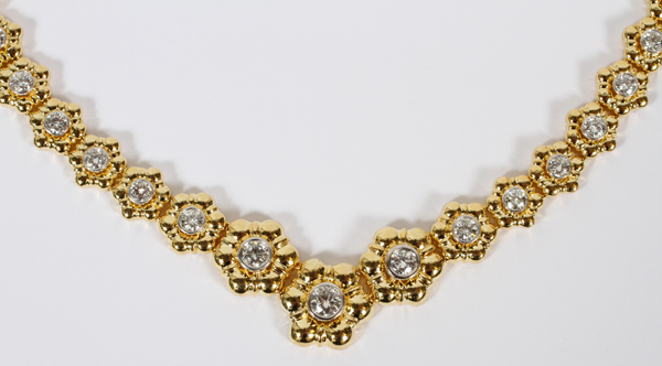 11.50CT ROUND DIAMONDS & 14KT GOLD ETERNITY  NECKLACE, L 16":  An 11.50ct round diamonds in  14kt - Image 2 of 2