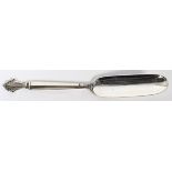 GEORG JENSEN 'ACANTHUS' STERLING CHEESE SCOOP, L  7":  Stamped "Georg Jensen" in a beaded oval