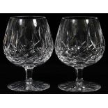 WATERFORD CUT CRYSTAL, BRANDY SNIFTERS, LISMORE,  2 PCS., H 5":  two Lismore pattern brandy