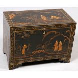 CHINESE HINGED CHEST, H 16", W 22":  Chinoiserie  design.  Modern. From a prominent Dearborn