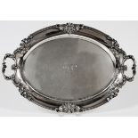 REED & BARTON 'FRANCIS I' STERLING TRAY, 1928, L  18":  An oval sterling silver tray flanked by