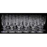 TIFFIN FRANCISCAN "LELAND" PATTERN CRYSTAL JUICE  GLASSES, EIGHTEEN, H 5":  Eighteen nicely cut