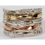 1.17CT DIAMONDS & 18KT GOLD TWIST BANDS RING,  SIZE 7 1/4 - 7 1/2:  A 1.17ct diamonds and 18kt