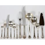 MEXICAN STERLING FLATWARE SET, 67 PIECES  [SERVICE FOR TWELVE]:  Sterling silver flatware  set