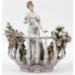 LLADRO PORCELAIN FIGURE, 'FAR AWAY THOUGHTS', H  14 1/2", W 13 1/2", #1798:  The Lladro figure  "Far