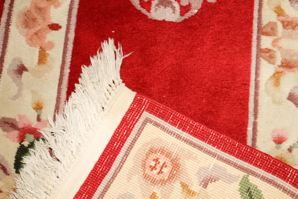 CHINESE RED RUNNER WITH BEIGE BORDER W 27", L  97": - Image 2 of 2