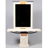 CONTEMPORARY MARBLE-CLAD CONSOLE & MIRROR:  A  set of 2 pieces comprising a console table, H.29  1/