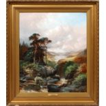 CLARENCE HENRY ROE, [BRITISH, 1850-1909], OIL, H  24", W 20", "SERENE LANDSCAPE":  Signed lower