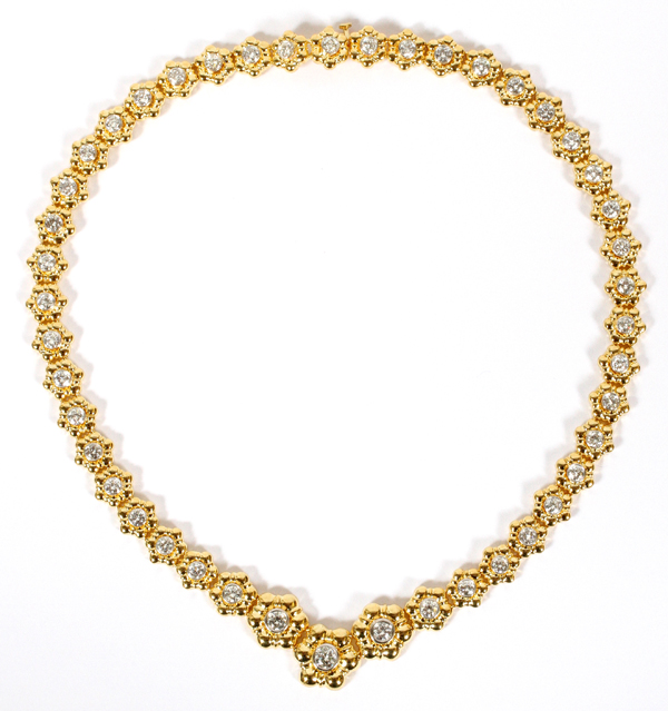 11.50CT ROUND DIAMONDS & 14KT GOLD ETERNITY  NECKLACE, L 16":  An 11.50ct round diamonds in  14kt