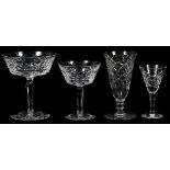 WATERFORD CUT CRYSTAL STEMWARE, 'ALANA', WINE  GLASSES, SHERBETS AND BRANDY 23 PCS., H 3"-4":   7