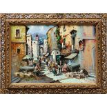 GIOVANNI GUIDOTTI [ITALIAN], OIL, C. 1917, H  27", W 38 1/2", "HAITIAN STREET SCENE":   Original