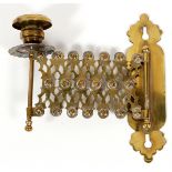 ANTIQUE BRASS TELESCOPING CANDLE SCONCE, H 6  1/2", L 10":  Circa 1870.
