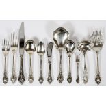 LUNT 'ELOQUENCE' STERLING FLATWARE SET, 89  PIECES [SERVICE FOR TWELVE]:  Sterling silver