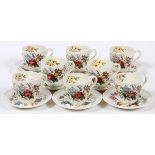 COPELAND SPODE 'GAINSBORO' PORCELAIN DEMI TASSE  CUPS & SAUCERS, EIGHT SETS [16 PIECES]:   Including